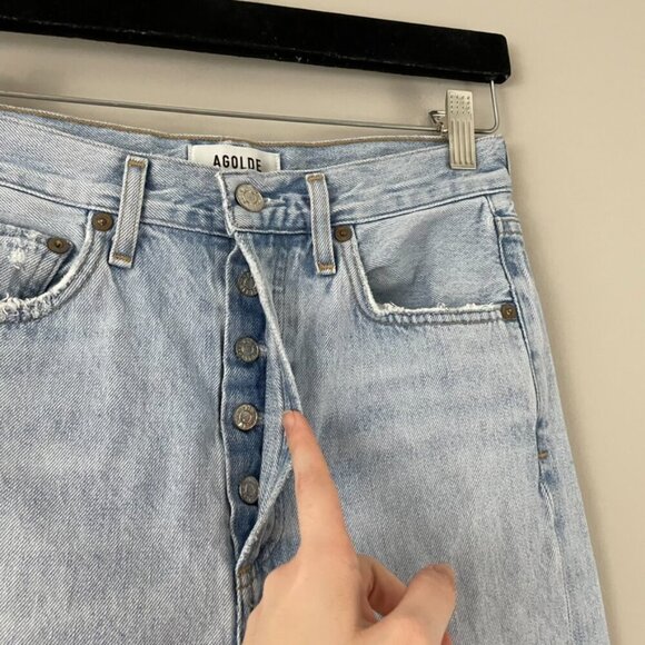 AGOLDE Riley High Rise Distressed Straight Leg Crop Jeans Size 24 - Picture 5 of 7